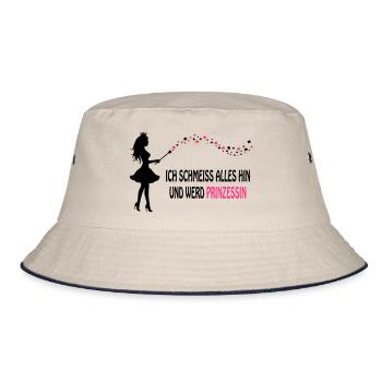 Prinzessin - Schmeiss alles hin! - Bucket Hat - Natur/Navy - Vorne