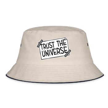 Logo de citation spirituelle de l’univers Trust The Universe - Bob - blanc cassé/bleu marine - Devant
