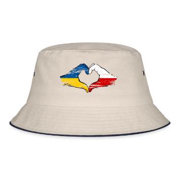 Ukraine Poland Heart shape with hands used - Bucket Hat - ecru/navy - Front