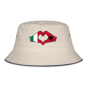 Italien Albanien Flagge Hände Herzform used - Bucket Hat - Natur/Navy - Vorne