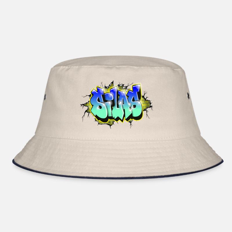 Graffiti SILAS scratch gift BIRTHDAY BIRTH - Bucket Hat - ecru/navy