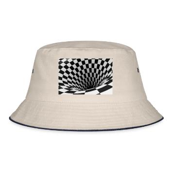Black and white checkerboard vortex - Bucket Hat - ecru/navy - Front