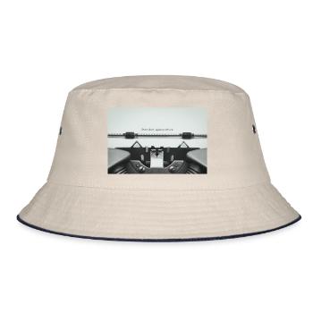 Every Story Begins Somewhere Typewriter Design - Bucket Hat - ecru/navy - Front