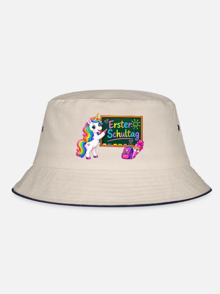 Erster Schultag Unicorn - Bucket Hat - Natur/Navy