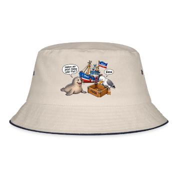 Ebbe oder Flut Hafenhumor - Bucket Hat - Natur/Navy - Vorne