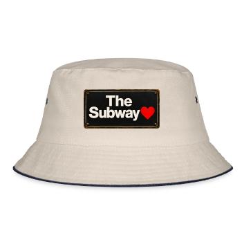 Subway Heart Retro-Schild - Bucket Hat - Natur/Navy - Vorne