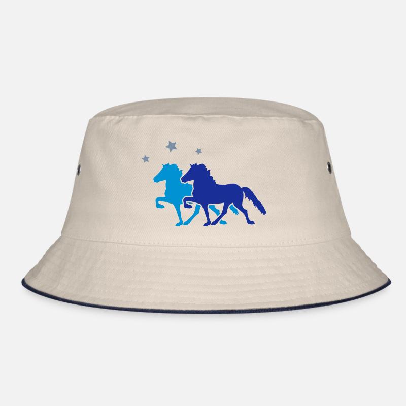 Two Horses with silver-metallic Stars - Bob - blanc cassé/bleu marine