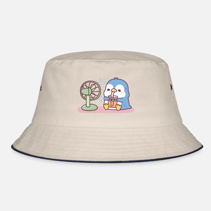 Süßer blauer Pinguin Cool halten mit Ventilator kaltes Getränk Bucket Hat
