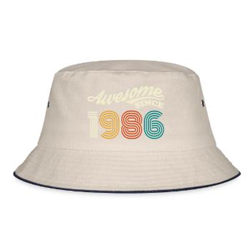 Awesome seit 1986 Retro Logo - Bucket Hat - Natur/Navy - Vorne