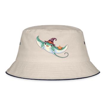 Mantarochen mit Muschelhexenhut - Bucket Hat - Natur/Navy - Vorne