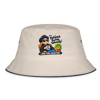 Cool Investor – Langfristige Geduld und Wohlstand - Bucket Hat - Natur/Navy - Vorne