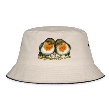 two robins - Bucket Hat - ecru/navy - Front