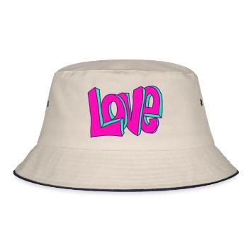 Graffiti Love - Bucket Hat - Natur/Navy - Vorne
