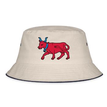 dessin vache rouge vecteur boucher éleveur Béarn - Bob - blanc cassé/bleu marine - Devant