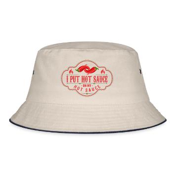 Ich gebe scharfe Soße auf meine scharfe Soße lustiger Essensliebhaber - Bucket Hat - Natur/Navy - Vorne