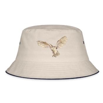 Wunderschöne Schleiereule im Flug - Bucket Hat - Natur/Navy - Vorne