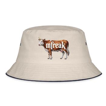 Freaky Cow Typography Tee - Bucket Hat - ecru/navy - Front