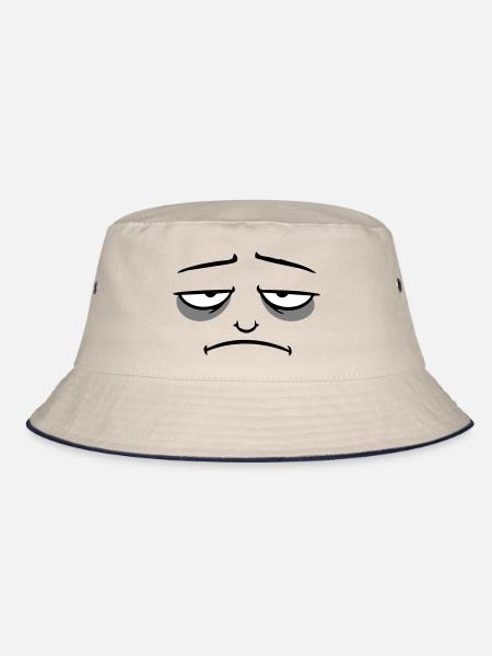 Grumpy sad disappointed face funny - Bucket Hat - ecru/navy - Front