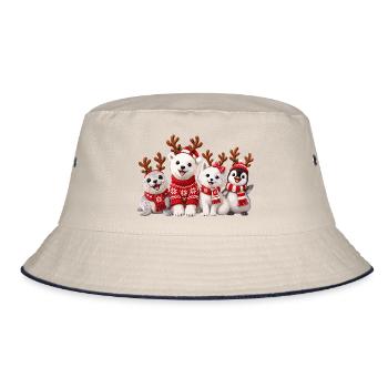Fröhliche Weihnachtstiere mit Rentiergeweih - Bucket Hat - Natur/Navy - Vorne