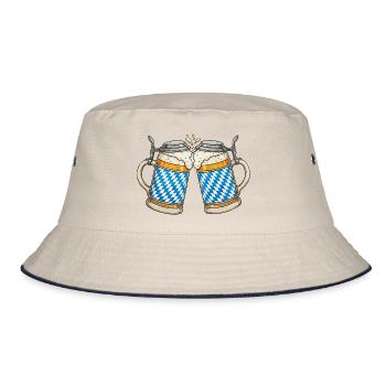 Prost Bayerische Bierkrüge - Bucket Hat - Natur/Navy - Vorne