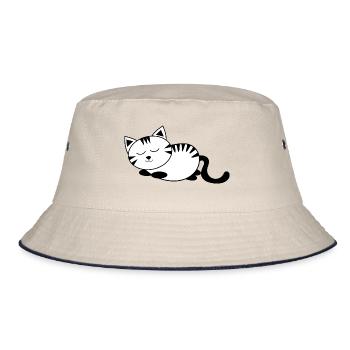 Schwarze Katze Katze Süßes Kätzchen Weihnachtsgeschenk - Bucket Hat - Natur/Navy - Vorne