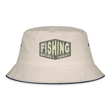 Angeln Naturtherapie - Angelfreunde - Bucket Hat - Natur/Navy - Vorne