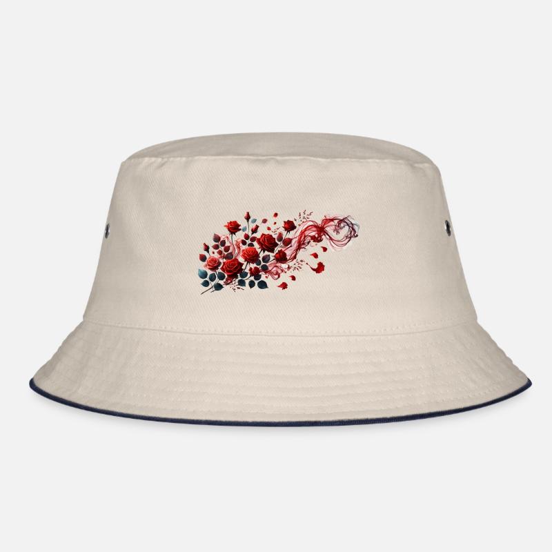 Red roses with an elegant smoke loop Bucket Hat
