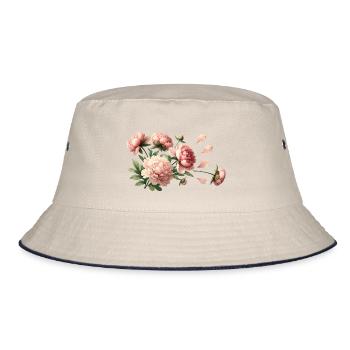 Romantic pink peonies - Bucket Hat - ecru/navy - Front