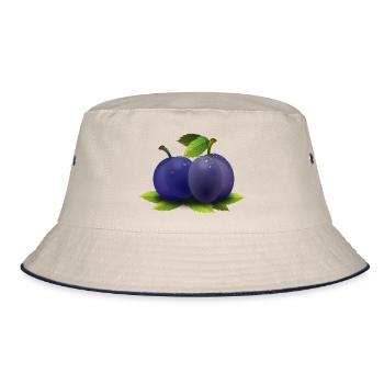 plum plum veggie vegetables fruits1 - Bucket Hat - ecru/navy - Front