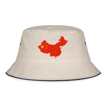Chinesiche Flagge T-Shirt China Geschenk - Bucket Hat - Natur/Navy - Vorne