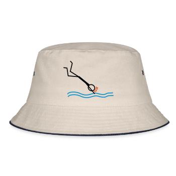 springen / schwimmen - Bucket Hat - Natur/Navy - Vorne