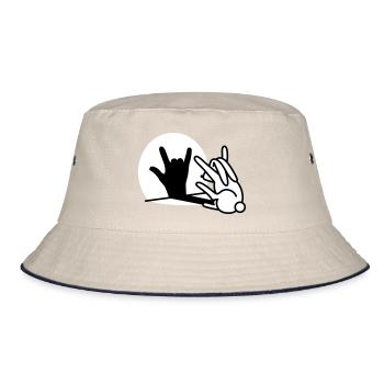 Kaninchen Schatten Hand ROCK Musik HARD ROCK Fan - Bucket Hat - Natur/Navy - Vorne