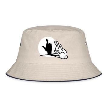 Lustige Kaninchen Hand Schatten Finger kreuzen - Bucket Hat - Natur/Navy - Vorne