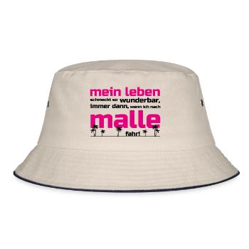 Mein Leben Malle (Schrift pink/schwarz) - Bucket Hat - Natur/Navy - Vorne