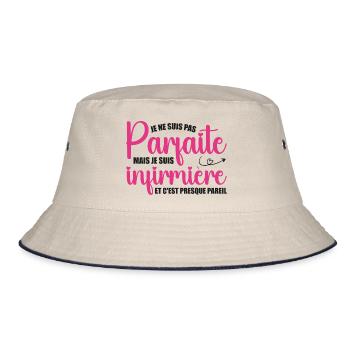 Ich bin nicht perfekt, ich bin Krankenschwester - Bucket Hat - Natur/Navy - Vorne