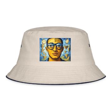 Cubist face - Bucket Hat - ecru/navy - Front