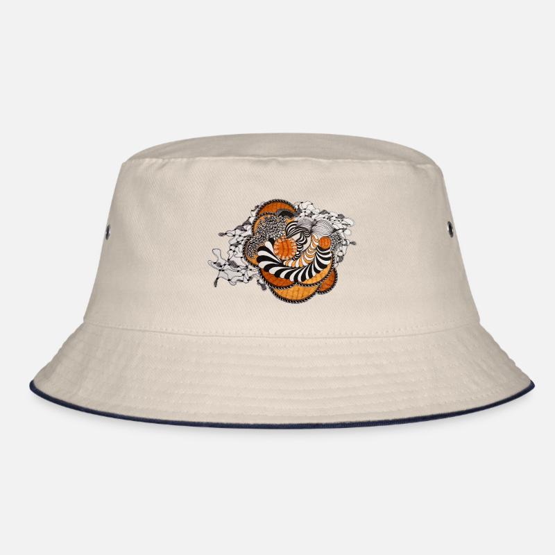 Orangene Spirale Schwarzweiß Muster Bucket Hat