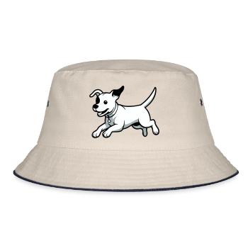 Playful Dog Cartoon - Bucket Hat - ecru/navy - Front