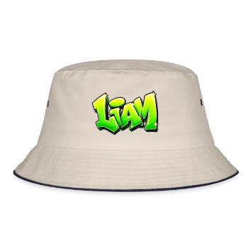 LIAM Graffiti-Name: Das Geschenk, das den Kopf umhaut! - Bucket Hat - Natur/Navy - Vorne