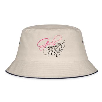 serifen cool design logo girls just wanna have fun - Bucket Hat - Natur/Navy - Vorne
