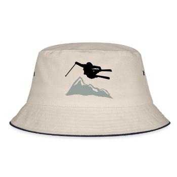 ski jump i mountain - Bucket Hat - ecru/navy - Front