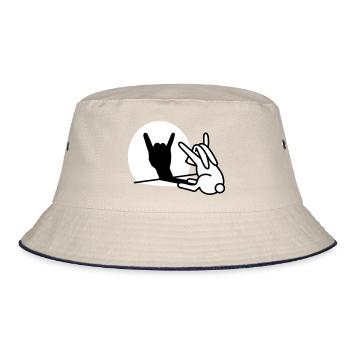 Kaninche Schatten Hand ROCK Musik HARD ROCK Fan - Bucket Hat - Natur/Navy - Vorne