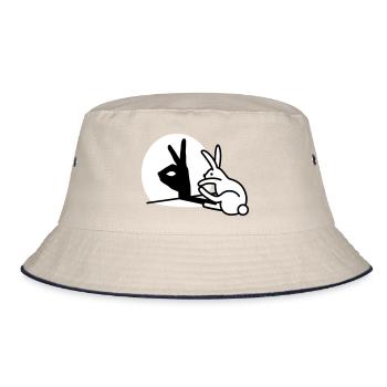 Funny Rabbit Hand Shadow Projection Rabbit - Bucket Hat - ecru/navy - Front