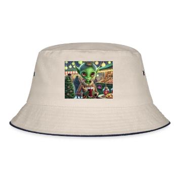 mignon petit vert rétro vintage alien tous les jours - Bob - blanc cassé/bleu marine - Devant