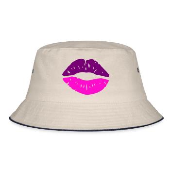 lippen kuss - Bucket Hat - Natur/Navy - Vorne