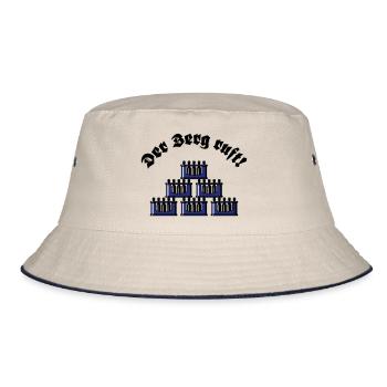 Der Berg Ruft! (Bier Bierkästen Bierkisten / Blau) - Bucket Hat - Natur/Navy - Vorne