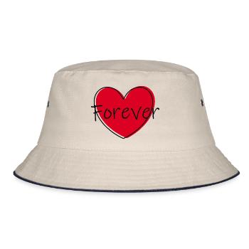 red heart red hearts red heart gift - Bucket Hat - ecru/navy - Front