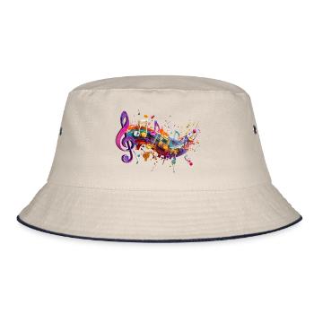 Color Magic Melodies Motenschlüssel Illustration - Bucket Hat - ecru/navy - Front