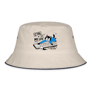 STRG + Z MEIN LEBEN – Geek-Katze und Humor - Bucket Hat - Natur/Navy - Vorne