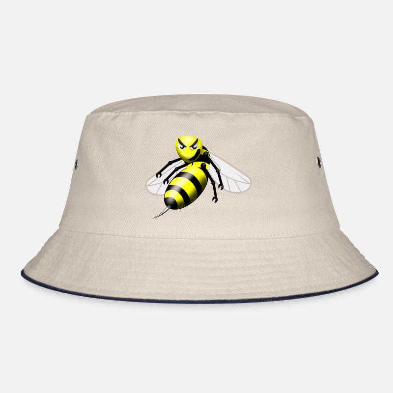 wasp - Bucket Hat - ecru/navy